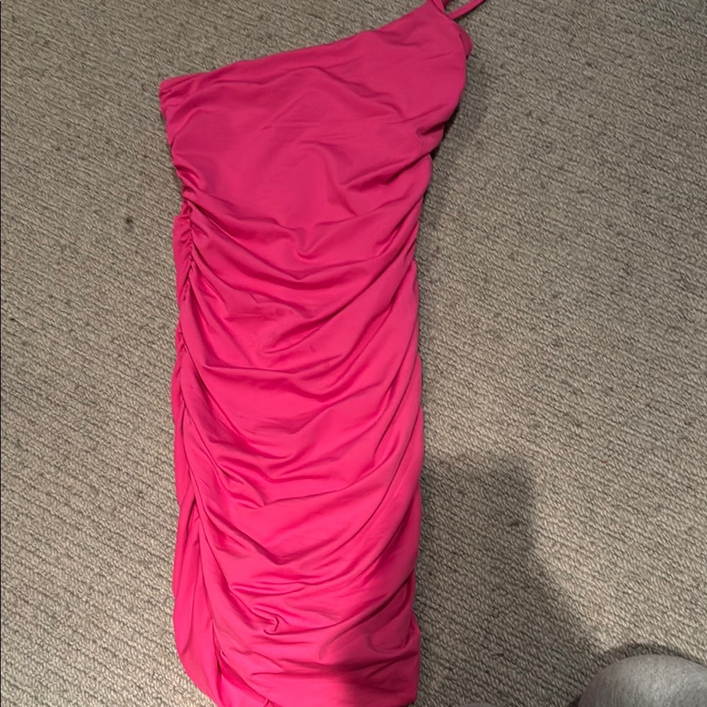 Chic One-Shoulder Pink Dress